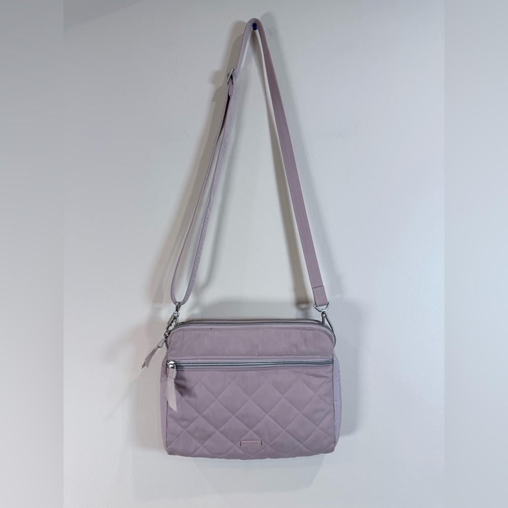 🔥Ver Bradley Light Lavender Quilted Crossbody Bag - Women Adjustable Strap EC🔥